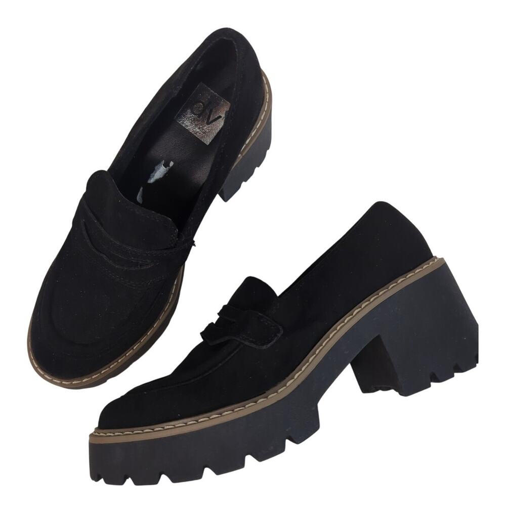 DV Dolce Vita Temecula Microsuede Platform Penny Loafer Black 7